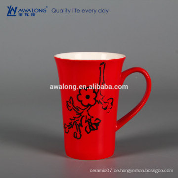 Blumendruck Rote Farbe Heller Bone China Sublimation Becher